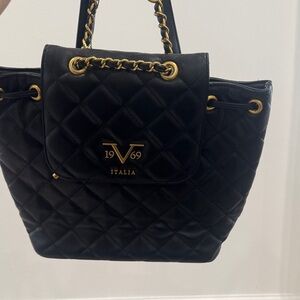 Versace Black Quilted Bag with Gold Accents